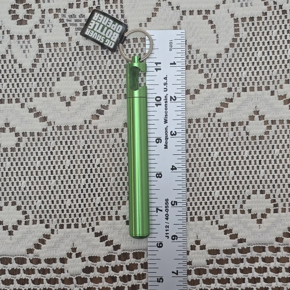 NWT Smokezilla Storage Tube Container Keychain with Bottle Opener Metallic Green